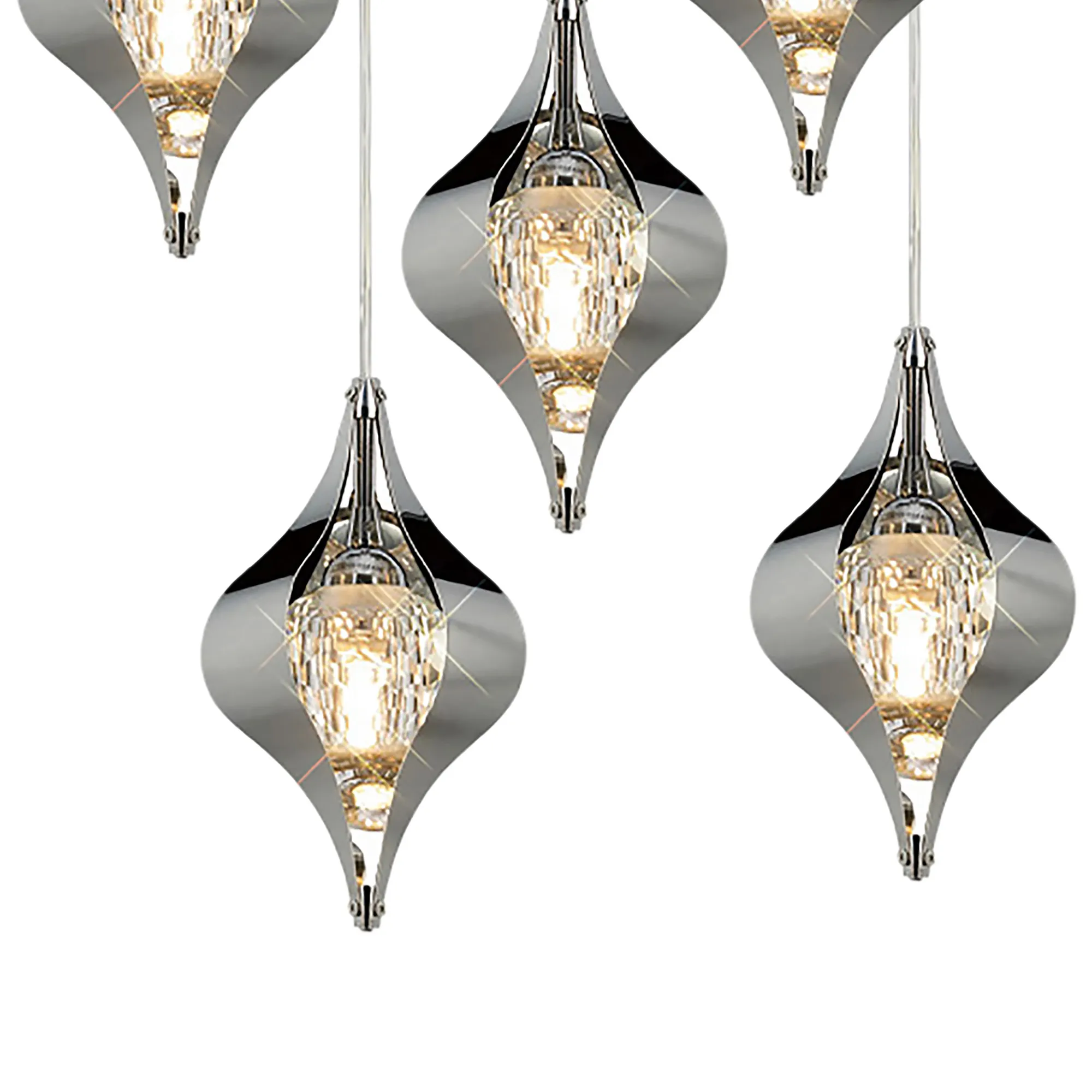 Amano 50cm Round Pendant, 5 Light Adjustable G9, Polished Chrome/Crystal IL31854CH  Diyas Amano